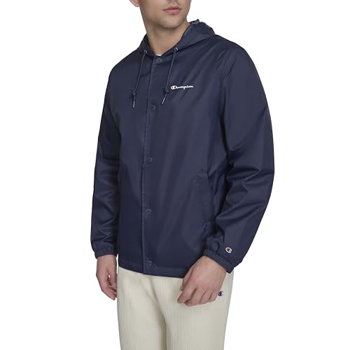 Champion Men's Hooded Coaches Rain Jacket, Peacoat, Medium3