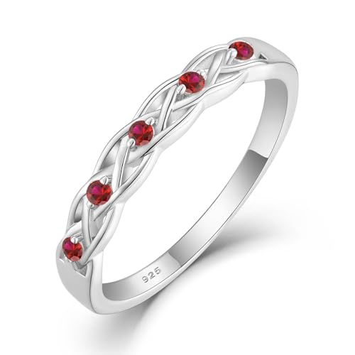 Inpasne Infinity Celtic Knot Ring 925 Sterling Silver Ruby July