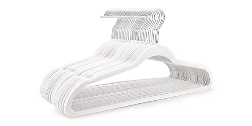 House Day White Velvet Hangers 60 Pack, Premium Clothes Hangers Non-Slip Felt Hangers, Sturdy White Hangers Heavy Duty Coat Hangers, Space Saving Durable Suit Hangers, No Hanger Marks 360 Rotating #TOP7