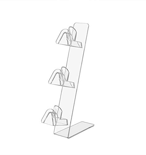 Marketing Holders Eyewear Stand Clear Acrylic Slant Back Display Holds 3 Pair of Reading Safety Sunglasses in Home Goods Stores Sporting Goods Outlets Laboratories Mining Industry Portable