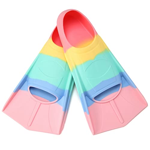 Image of Kids Swim Fins,Short Flippers Swimming Training Fins for Lap Swimming Snorkeling for Children Girls Boys XXXS