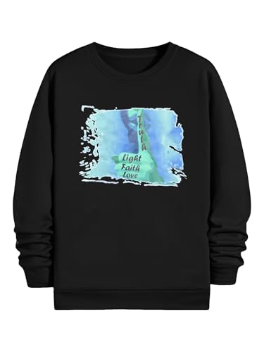 SweatyRocks Men's Casual Graphic Print Long Sleeve Tops Crewneck Pullover Sweatshirts