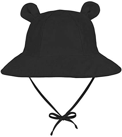 Zando Baby Sun Hat Bucket Hat Wide Brim Beach Caps Toddler Hats for Boys with Bear Ears Infant Summer Hat for Girls Black 6-12Months