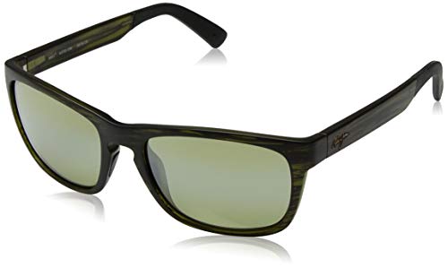 Maui Jim South Swell w/ Patented PolarizedPlus2 Lenses Polarized Classic Sunglasses, Matte Green Stripe/Maui Ht Polarized, Medium