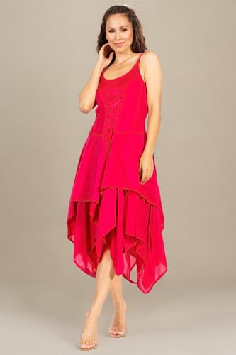 Image of Sakkas Lady Mary Jacquard Corset Style Bodice Lightweight Handkerchief Hem Dress
