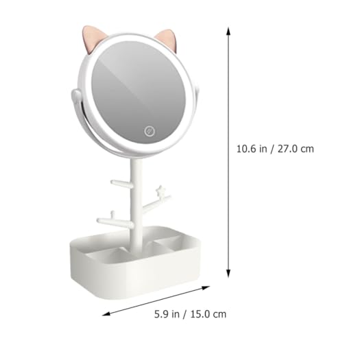Miroir de maquillage LED Operitacx pivotant 360° avec rangement intégré - 3