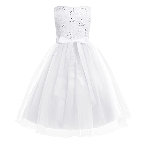 Girls Sequined Floral Lace Princess Dress Wedding Pageant Bridesmaid Dress Ball Gown with Rhinestones Sash2
