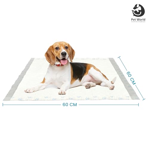 Image of Pet World Training Pads, with Odor Lock Technology & Super Absorbent Pee Pads, Leak-Proof Dog Potty Training Pads for Puppies, Dogs,Cats & Rabbits (60 X 60 cm) (30 Pcs)