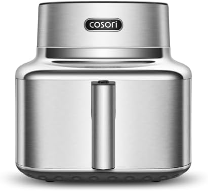 Cosori ICONIC Freidora de Aire Inteligente 6,2L, Air Fryer de Acero Inoxidable, Revestimiento Cerámico Sin PFAS, Motor DC, 6 Funciones, 50+ Recetas, Temporizador 1min-24H, Apta para Lavavajillas