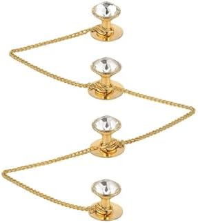 Vama Fashions Gold Plated White Crystal Kurta Buttons with Chain Formal Party Wedding Suit Sherwani Button for Men & Women
