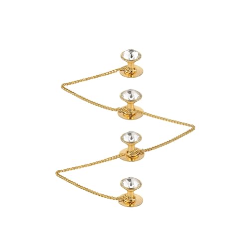 VAMA Brass White Designer Kurta Buttons with Chain for Men and Women