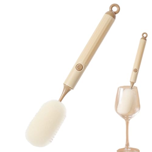 Brosse éponge pour bouteilles d'eau - Outil de nettoyage en mousse souple - Avec long manche - Accessoire de rinçage flexible pour récipients profonds et entretien intérieur étroit du récipient