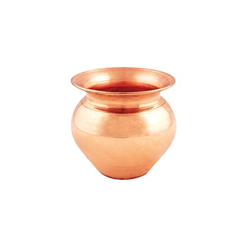Shubhkart Kalash indien en cuivre pur, Lota pour décoration Puja 7 cm de hauteur (petit), récipient en cuivre Lota Kalash pour Pooja à la maison, mariage, utilisation au bureau, temple et tous les