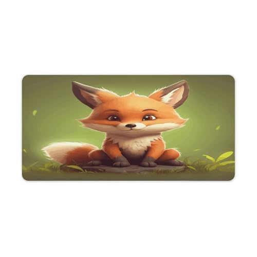 Cute Little Fox Desk Pad con Base de Goma 30x60 cm