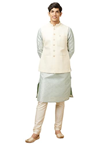 Veste de travail Nehru brodée Manyavar pour homme avec paillettes décoratives