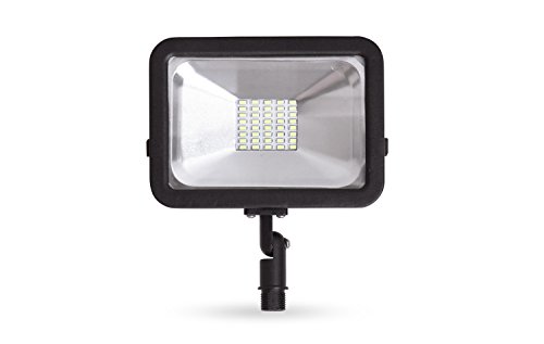 LLT 20W LED Flood Light Outdoor with Arm - 1500lm 5000K Daylight SMD - Compact LED Security Floodlight for Landscape - Waterproof- Black Finish - Aluminum and Tempered Glass