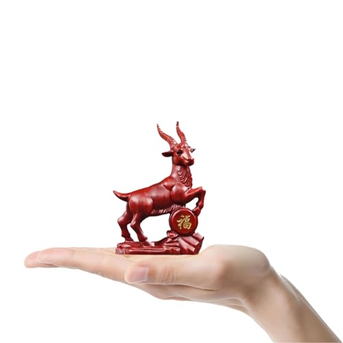 Estatua pequeña de cabra de madera Feng Shui 4.7 pulg miniatura 3