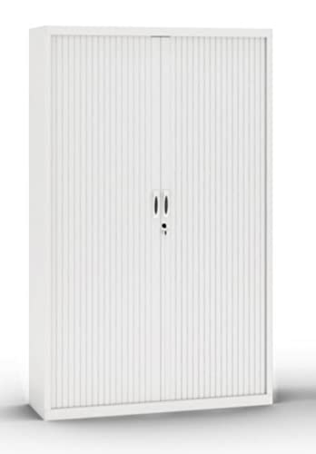 tecno-oficinas Armario Persianas | Estantes metálicos en Altura Doble Uso | Balda y Carpetas | Incluye 2 estantes | 105x102x45 | Persianas y Estructura: Blanco