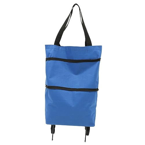 Vaguelly Collapsible Tey Shopping Bag with Wheels Handle Capacity Outdoor Storage Bag for Grocery Laundry Travel