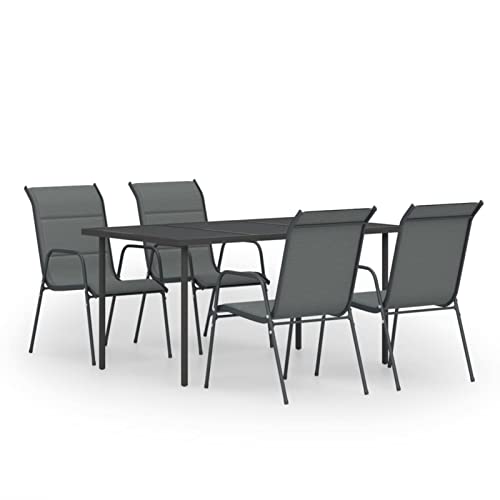 Chusui 5-TLG. Garten-Essgruppe, Gartenmöbel Set, Gartengarnitur, Garten Sitzgruppe, Lounge Set, Loungemöbel, Stahl… – Bild 3