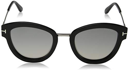 Tom Ford FT0574 14C Shiny Light Ruthenium Mia Cats Eyes Sunglasses Lens Categor, Black, 52-22-1402