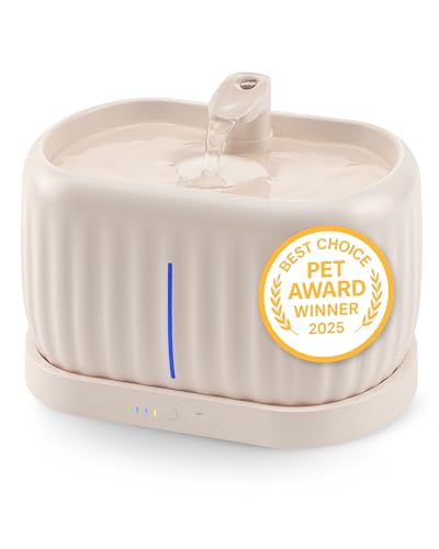 KABELLOS Pretty Paw Fontana per gatti con sensore di movimento, fontana premium per gatti con pompa a induzione e batteria da 45 giorni, fontana d'acqua per gatti con filtro e serbatoio d'acqua da 3