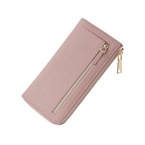 Wallets Women's Money Clips Genuine Leather Card Cases Purses Blocking Wallet Money Organisers Handbags 7.9Inch (Pink)