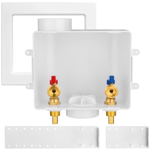 1-Pack HeSun Washing Machine Outlet Box, 1/2 Inch Crimp Pex Inlet x 3/4 Inch MHT Outlet Connection, Pex Washer Laundry Box with Center Drain(WM002)