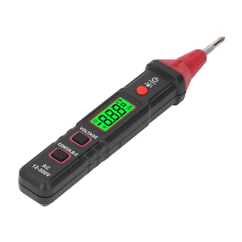 Walfront Probador de Voltaje de CA Tipo Lápiz (sin contacto) — Rango de 12 V a 300 V con Pantalla LCD, Alarma Sonora y Luminosa, y Linterna — Herramienta Eléctrica para el Hogar