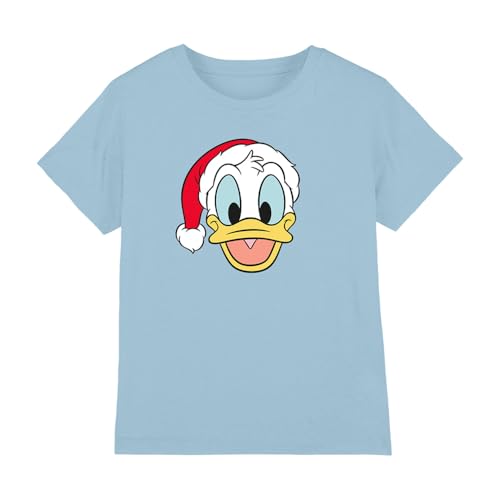 Disney Unisex-Kinder-T-Shirt mit Aufschrift Disney Donald Duck, Weihnachtsmannmütze, hellblaues...