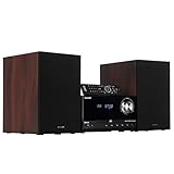 Sharp XL-B530 Micro Component 200W Max Power Wireless Bluetooth Audio Streaming & MP3/CD Player Speaker System + Remote, USB Port, AM/FM Stereo Digital Tuner, Aux Input, Brown Oak