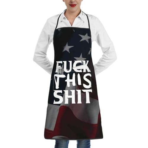 nopicsn Fuck This Shit Apron for cooking with Pockets Women Men Kitchen Chef Funny Aprons