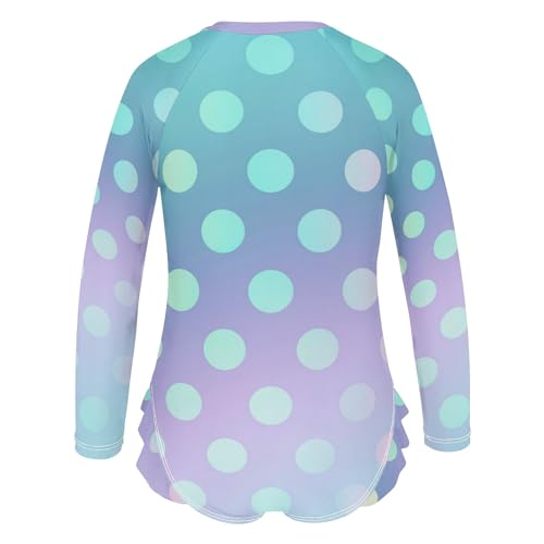 CHIFIGNO Long Sleeve One Piece Swimsuits for Girls Polka Dot Gradient Long Sleeve One Piece Swimsuit 3T3