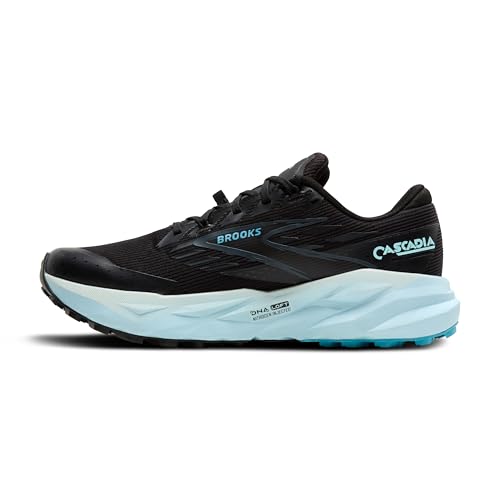Brooks Brooks Women’s Cascadia 19 GTX Waterproof Mountain Trail Running Shoe - Black/Ebony/Blue Flower - 5 Medium