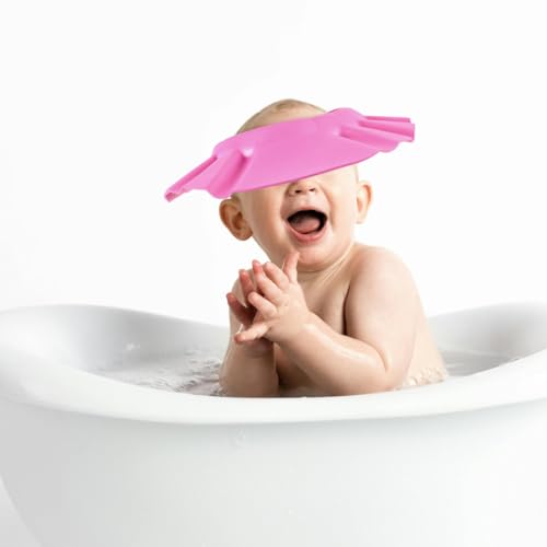 Image of Eva Waterproof Baby Kids Shower Bathing Shampoo Hat Ultra-Light Shower Visor for Kids Adjustable Bath Visor for Babies Pink Toddler Waterproof Hat for Hair Washing