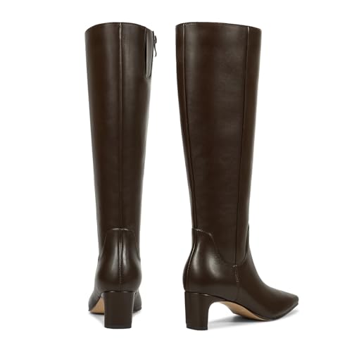 wetkiss Knee High Boots for Women Kitten Heel Square toe Tall Boots with Full Side Zipper Low Heel Fashion Dress Long Boot Womens Fall Winter Boot for Date Party Event3