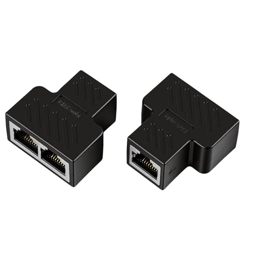 2 Piezas Conector Divisor RJ45, Adaptador Divisor RJ45 1 Hembra a 2 Puertos Hembra, Splitter LAN Ethernet para Cable Cat5 Cat5e Cat6 Cat6e Cat7, Conexión Física de Red Estable, Plug and Play