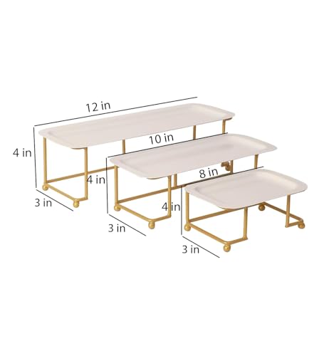 Image of Rectangular Metal Serving Platter Set of 3 - Multi-Tier Trays for Snacks & Party Serving | Decorative Buffet and Party Platters | Home Accessories Modern Design