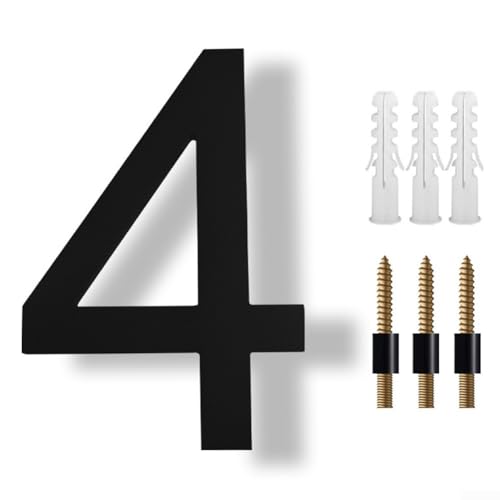 Números flotantes modernos de 8 pulgadas, número de casa grande de sombra negra, para dirección exterior de la casa, puerta de garaje, calle, granja (4)