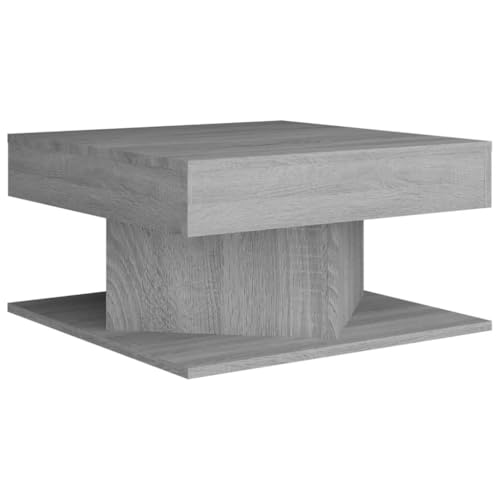 Image of vidaXL Engineered Wood Coffee Table in Grey Sonoma - Modern Square Living Room Accent Furniture with Moisture Resistant Finish & Easy Assembly