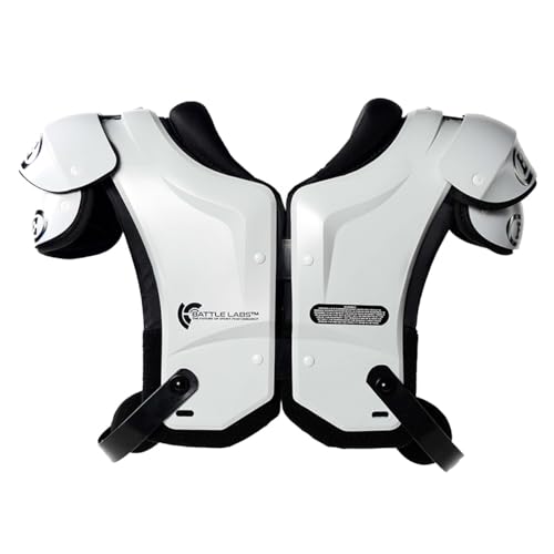 Battle Sports Defender Football Shoulder Pads – The Lightest, Most Protective in Its Class – Aerospace Grade Materials, Ventilated Design, Removable Sternum Plate, Foam Neck Roll