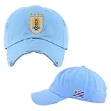 Uruguay Football Crest Dad Hat Soccer Cap Vintage Adjustable Strap (Light Blue)