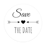 Andaz Press Save The Date Sticker Labels, Black Heart and Arrow Design, 2 inch Round Save The Date...