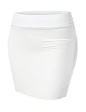 NEARKIN (NKNKW3S) Beloved Womens Waistband Double Elastic Layered Mini Skirt WHITE US L(Tag size XL)