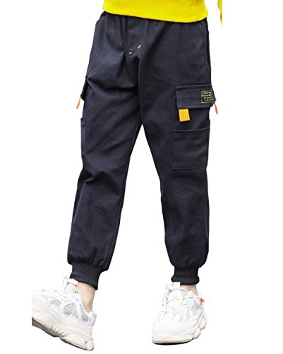 AFirst Boy Causal elástico cintura Chino Cargo Jogger Pantalón con bolsillo