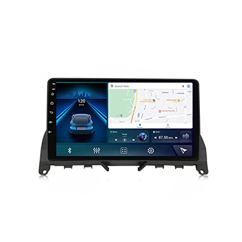 9-Inch Touch Screen Double DIN Car Stereo Media Receiver, Car MP5 Player with Carplay Android Auto, for Mercedes Benz C Class 3 W204 S204 2006-2011 with Bluetooth/4G/WIFI/SWC/RDS,7862 8g+128g