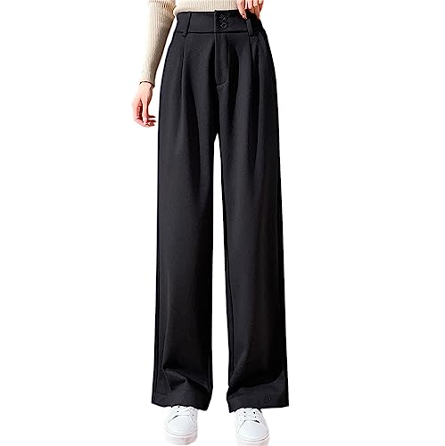 Betusline Women's High Waist Wool Blend Wide Leg Pants with Pockets2