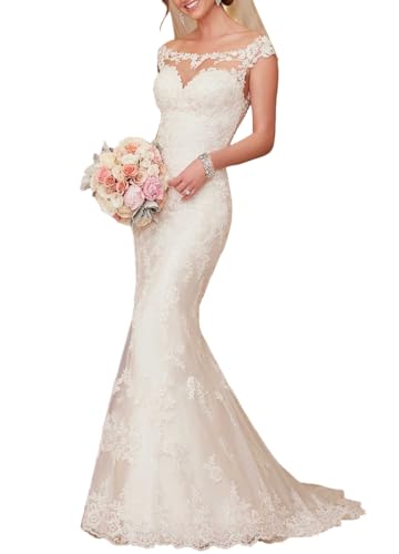 Miao Duo Women's Beach Wedding Dresses for Bride 2025 Long Lace Wedding Bridal Gowns YZTSWD057