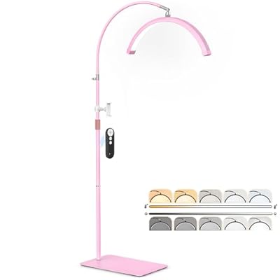 MEIAOELEC Half Moon Light for Lash Tech, Flexible Lash Lamp with Phone Holder for Eyelash Nail Art Tattoos Skincare, LED Floor Lamp Esthetician Light with 5 Color Temperatures & Brightness Setting