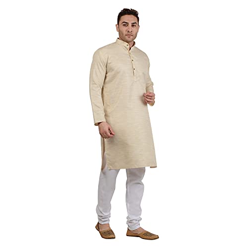 Image of LUCKWIN Handloom Blend Kurta Pyjama Set for Men, Full-Sleeve, Mandarin Collared Neck, Ideal for Every Occasion, Cotton Made, Lightweight and Comfortable
